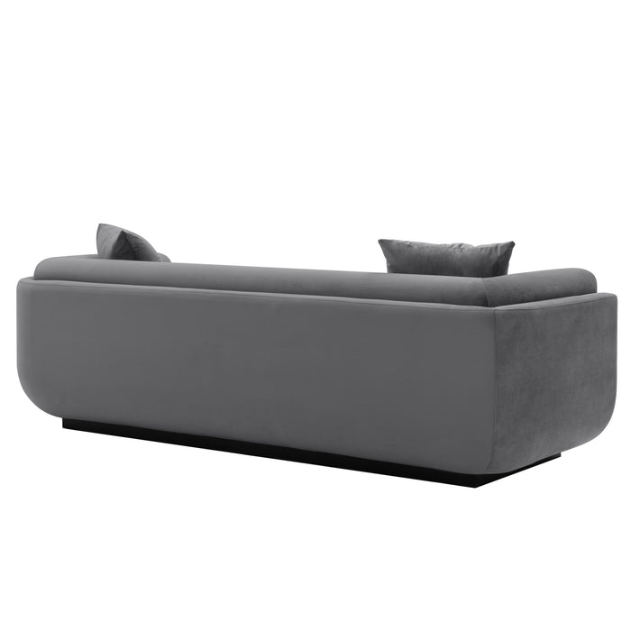 Sofa contemporain Edmonda de Manhattan Comfort en velours avec coussins - gris foncé