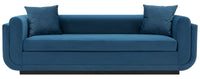 Sofa contemporain Edmonda de Manhattan Comfort en velours avec coussins - bleu saphir