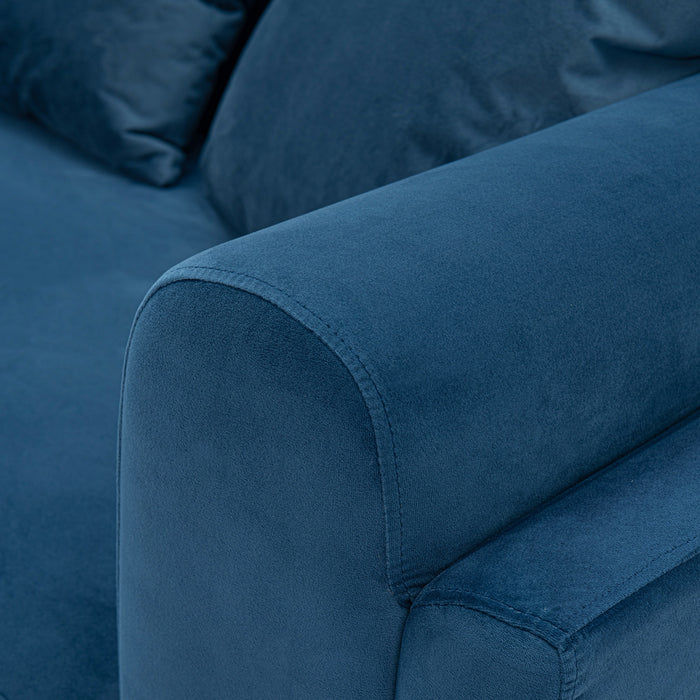 Sofa contemporain Edmonda de Manhattan Comfort en velours avec coussins - bleu saphir