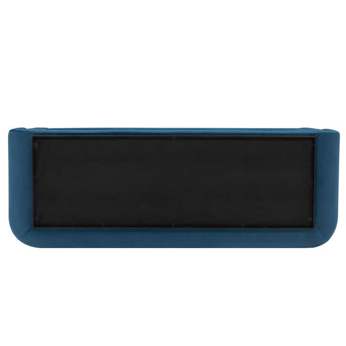 Sofa contemporain Edmonda de Manhattan Comfort en velours avec coussins - bleu saphir