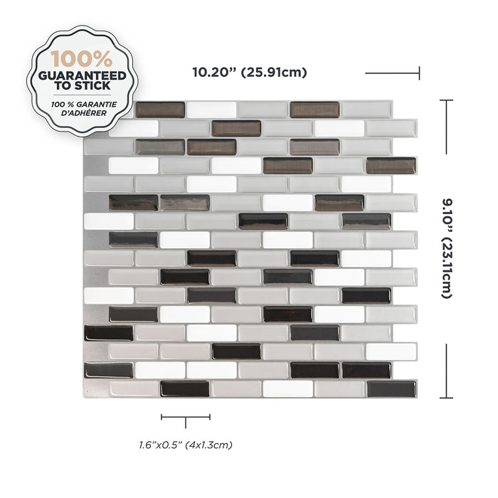 Dosseret Smart Tiles peler et coller 10 x 9, 4 feuilles - Murano Metallik