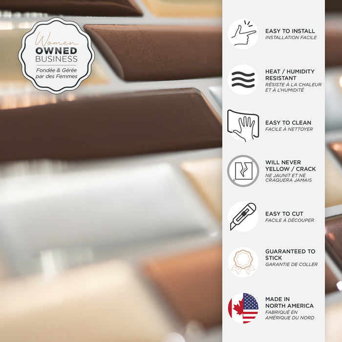 Dosseret Smart Tiles peler et coller 10 x 9, 4 feuilles - Muretto Durango