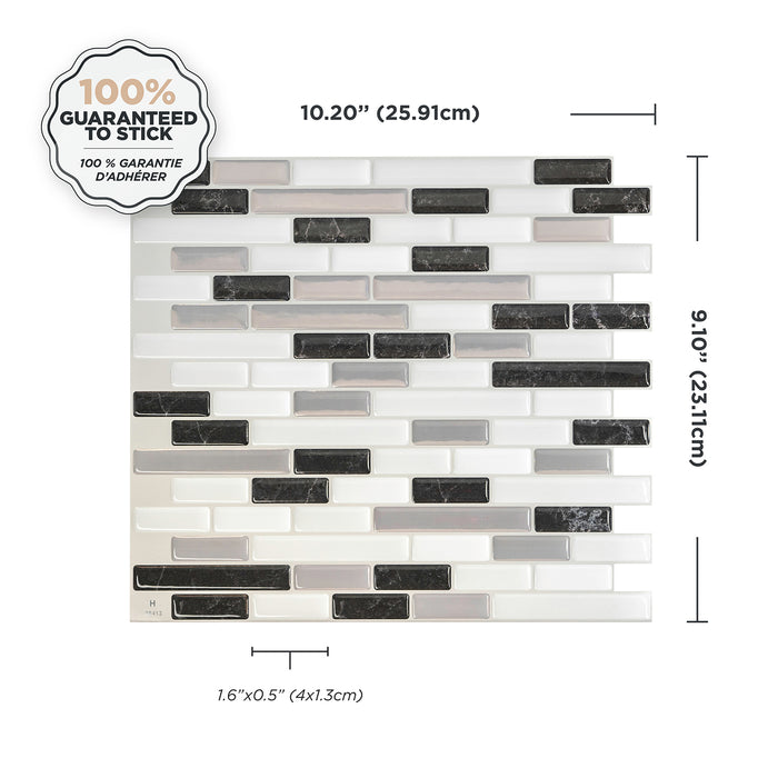 Dosseret Smart Tiles peler et coller 10 x 9, 4 feuilles - Muretto Alaska