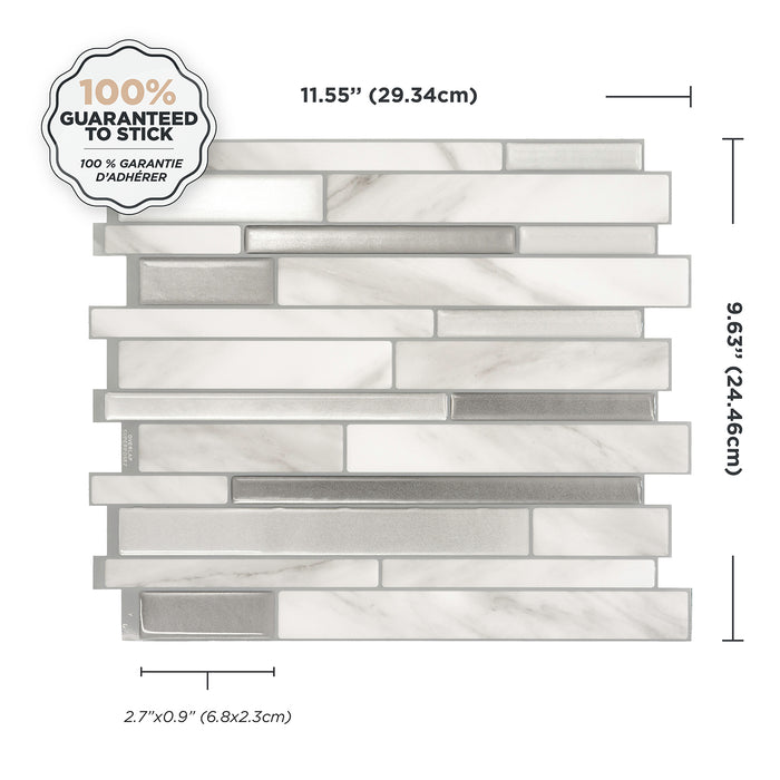 Dosseret Smart Tiles peler et coller 12 x 10, 4 feuilles - Milano Carrera