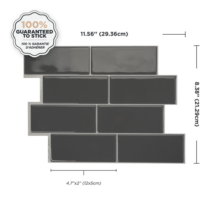 Dosseret Smart Tiles peler et coller 12 x 9, 4 feuilles - Metro Grigio