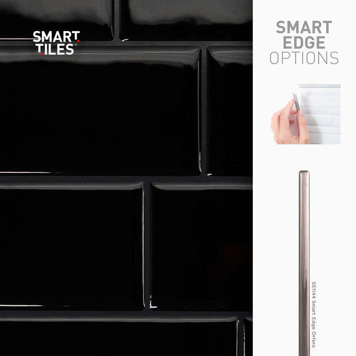 Dosseret Smart Tiles peler et coller 12 x 9, 4 feuilles - Metro Nero