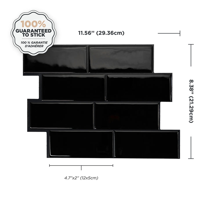 Dosseret Smart Tiles peler et coller 12 x 9, 4 feuilles - Metro Nero