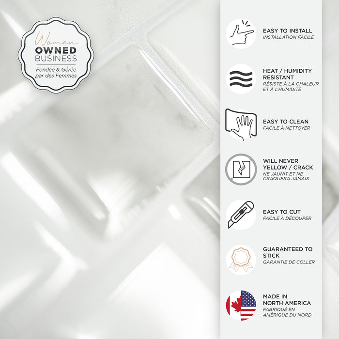 Dosseret Smart Tiles peler et coller 10 x 10, 4 feuilles - Ravenna Bianco