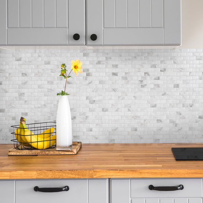 Dosseret Smart Tiles peler et coller 10 x 10, 4 feuilles - Ravenna Bianco