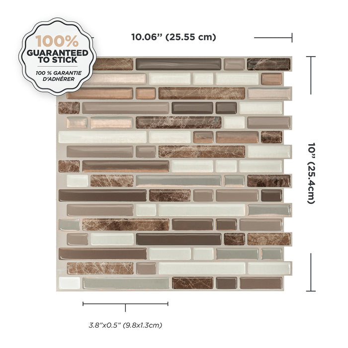 Dosseret Smart Tiles peler et coller 10 x 10, 4 feuilles - Bellagio Santi