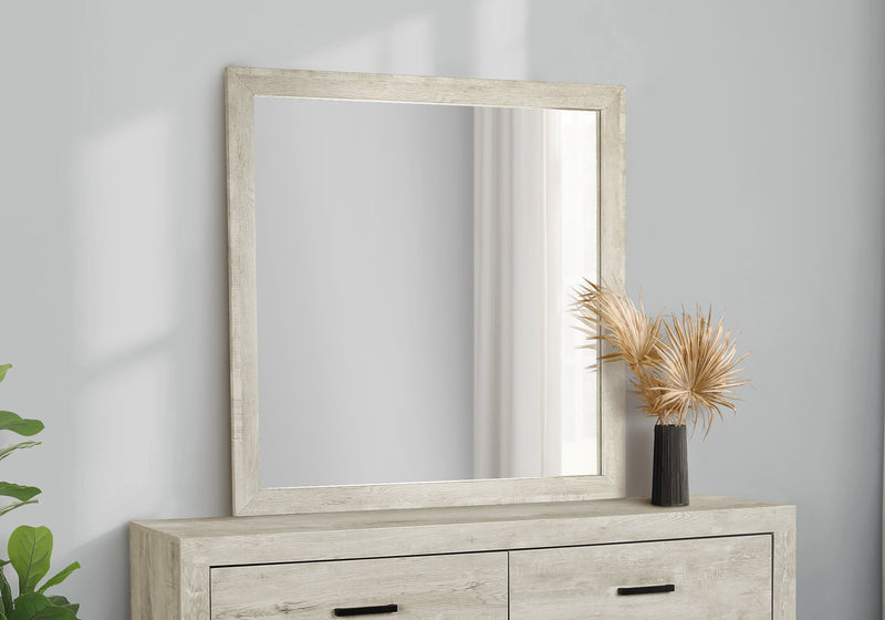 Miroir de commode de chambre à coucher Soren, à fixer au meuble ou à suspendre au mur - chêne blanchi