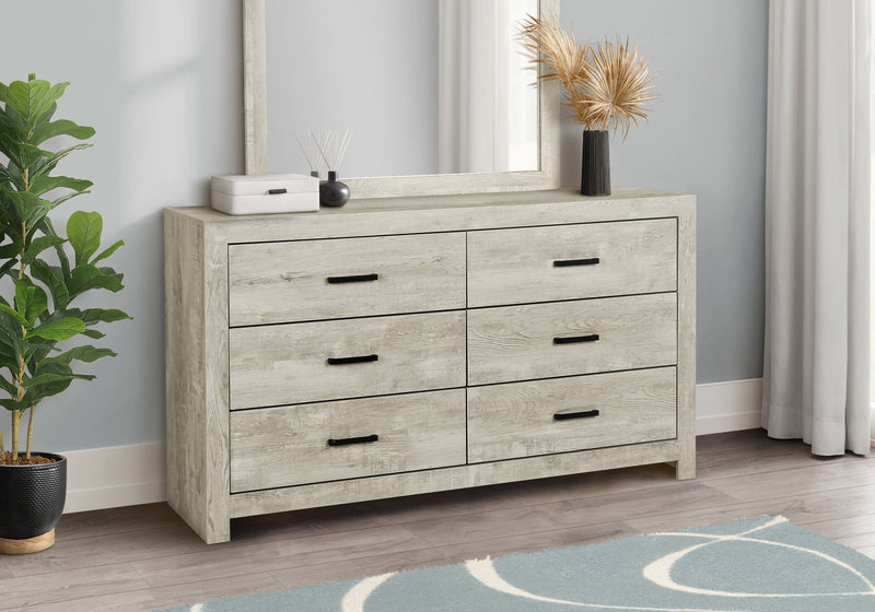 Commode de chambre à coucher Soren de 59 po (L) x 33 po (H) à 6 tiroirs - chêne blanchi