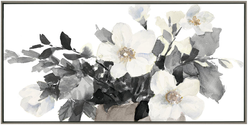 Peinture acrylique encadrée « Neutral Bouquet » - 32,375 po x 62,375 po