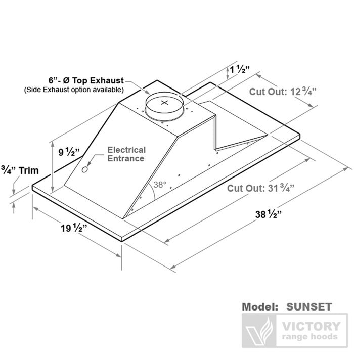 Hotte de cuisinière affleurée au plafond Victory blanche - Sunset-WH