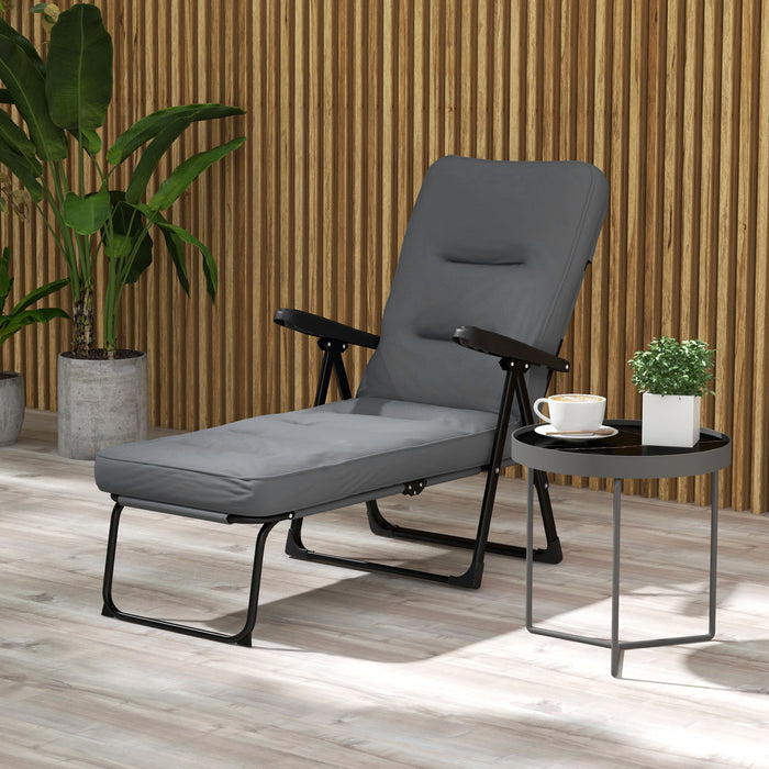 Outsunny Chaise Longue D'exterieur Avec Coussin, Chaise De Patio