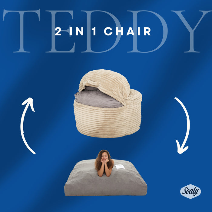 Fauteuil poire Teddy de Sealy en velours côtelé avec mousse à haute densité - beige