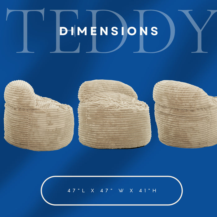 Fauteuil poire Teddy de Sealy en velours côtelé avec mousse à haute densité - beige