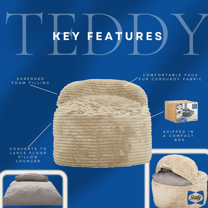 Fauteuil poire Teddy de Sealy en velours côtelé avec mousse à haute densité - beige