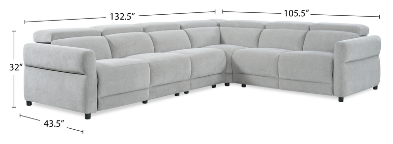 Sofa sectionnel à inclinaison électrique Aspen de Cindy Crawford Home 4 pièces avec fauteuil sans inclinable - argenté