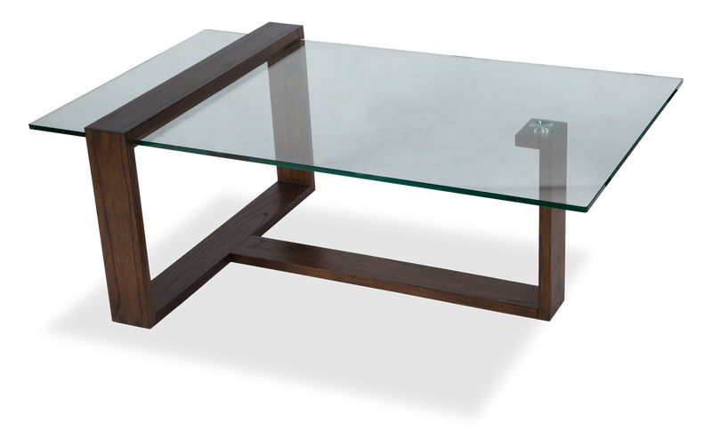 Table à café rectangulaire Bartley de 48 po avec dessus en verre - gland