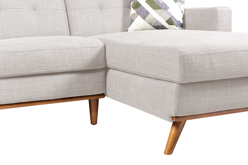 Sofa sectionnel de gauche Freeman de Kort & Co. 2 pièces po en tissu d’apparence lin avec pattes en bois - blanc colombe