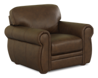 Fauteuil d’appoint traditionnel Porto de 45 po en cuir véritable - chocolat