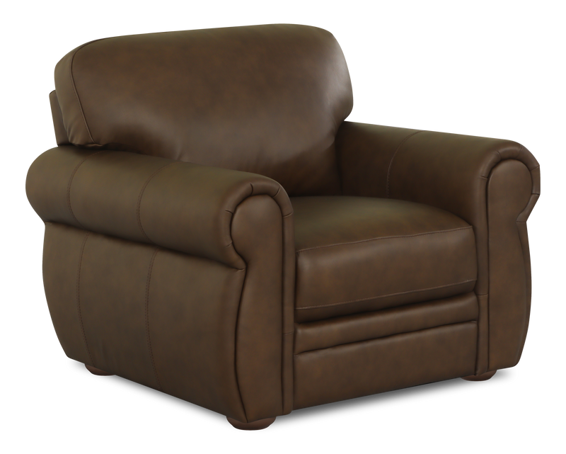 Fauteuil d’appoint traditionnel Porto de 45 po en cuir véritable - chocolat