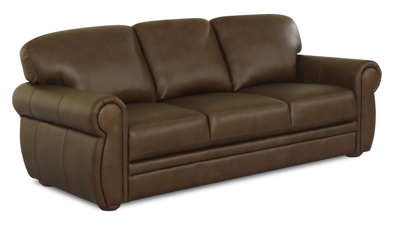 Sofa traditionnel Porto de 90 po en cuir véritable - chocolat