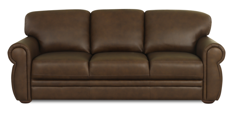 Sofa traditionnel Porto de 90 po en cuir véritable - chocolat