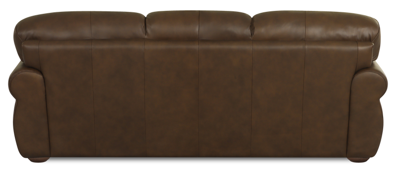 Sofa traditionnel Porto de 90 po en cuir véritable - chocolat