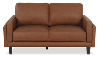  Causeuse traditionnelle Venice de 65 po en cuir véritable - brun clair
