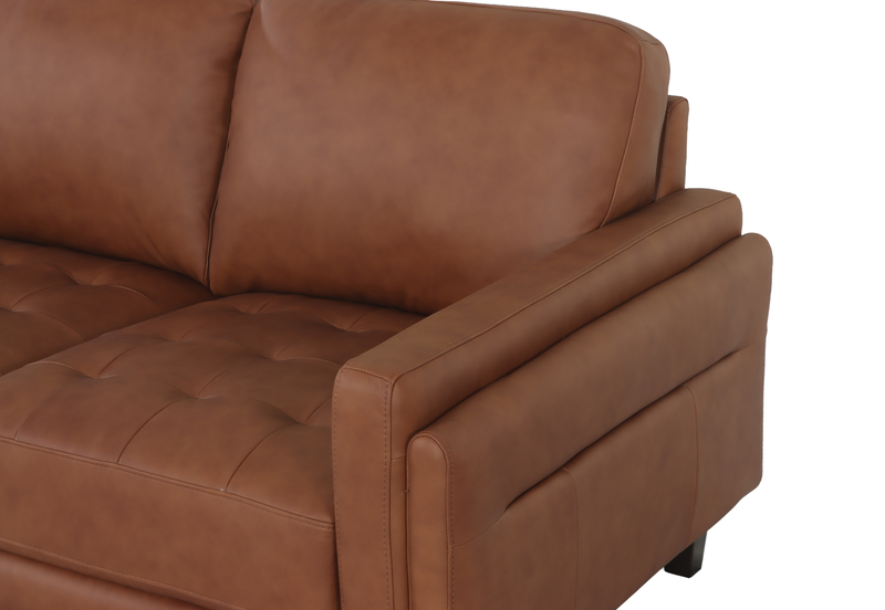 Sofa traditionnel Venice de 91 po en cuir véritable - brun clair