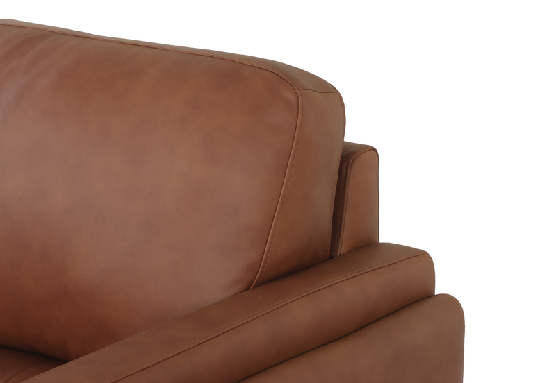 Sofa traditionnel Venice de 91 po en cuir véritable - brun clair