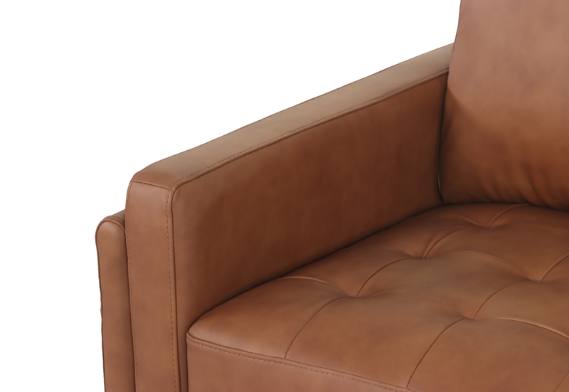 Sofa traditionnel Venice de 91 po en cuir véritable - brun clair