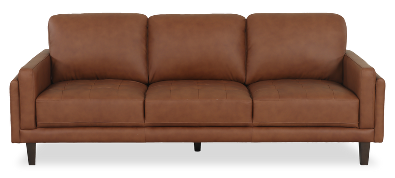 Sofa traditionnel Venice de 91 po en cuir véritable - brun clair