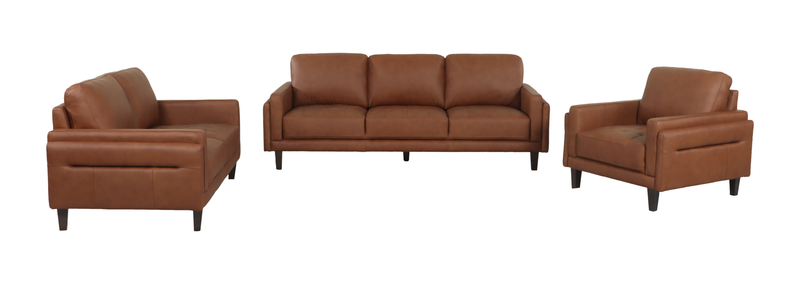 Sofa traditionnel Venice de 91 po en cuir véritable - brun clair