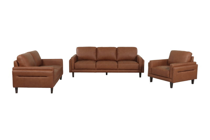 Fauteuil d’appoint traditionnel Venice de 39 po en cuir véritable - brun clair
