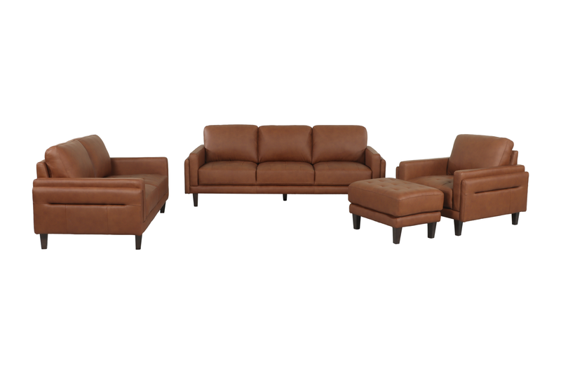 Fauteuil d’appoint traditionnel Venice de 39 po en cuir véritable - brun clair