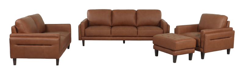 Sofa traditionnel Venice de 91 po en cuir véritable - brun clair
