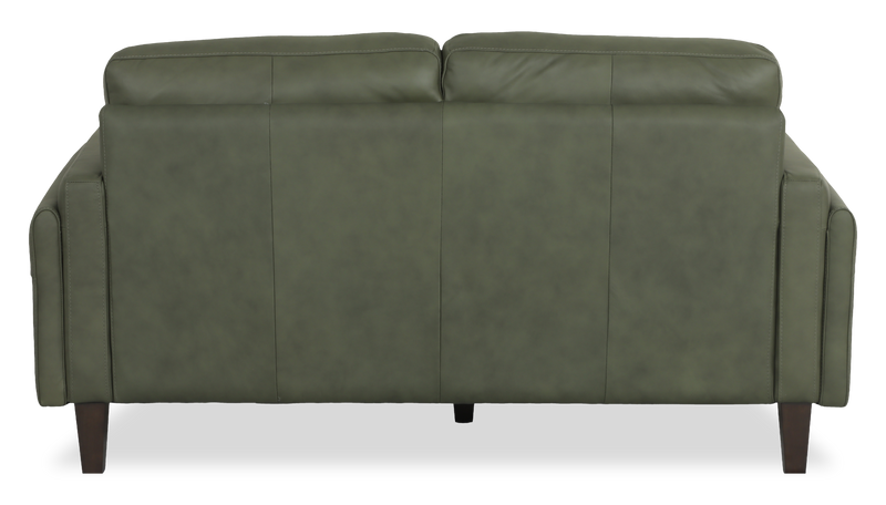 Causeuse traditionnelle Venice de 65 po en cuir véritable - verte 