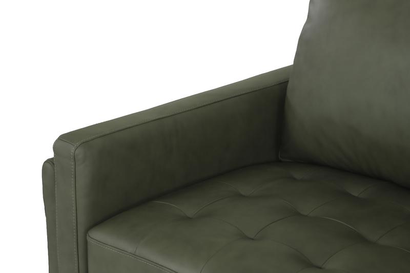 Sofa traditionnel Venice de 91 po en cuir véritable - vert