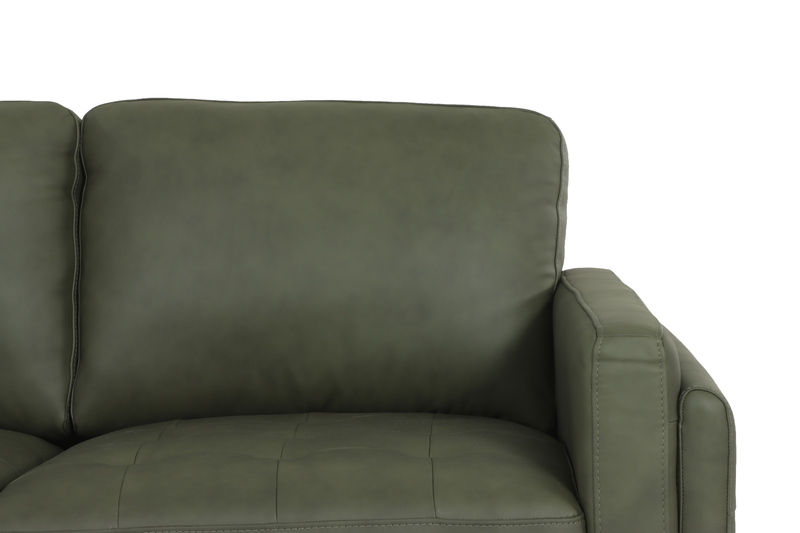 Sofa traditionnel Venice de 91 po en cuir véritable - vert