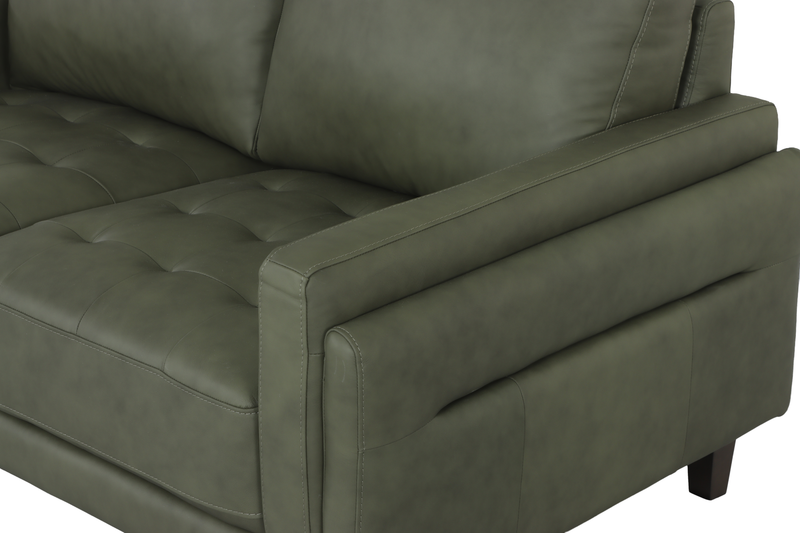 Sofa traditionnel Venice de 91 po en cuir véritable - vert