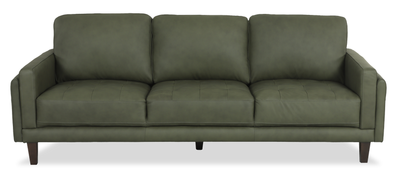 Sofa traditionnel Venice de 91 po en cuir véritable - vert