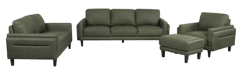 Fauteuil d’appoint traditionnel Venice de 39 po en cuir véritable - vert