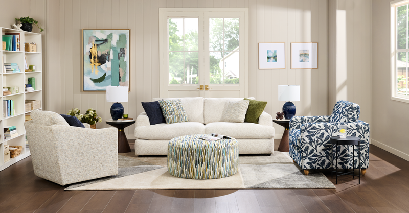 Fauteuil d’appoint personnalisable Club de Sofa Lab de 36 po fabriqué au Canada en tissu avec pattes en bois - tissu décoratif Marine 