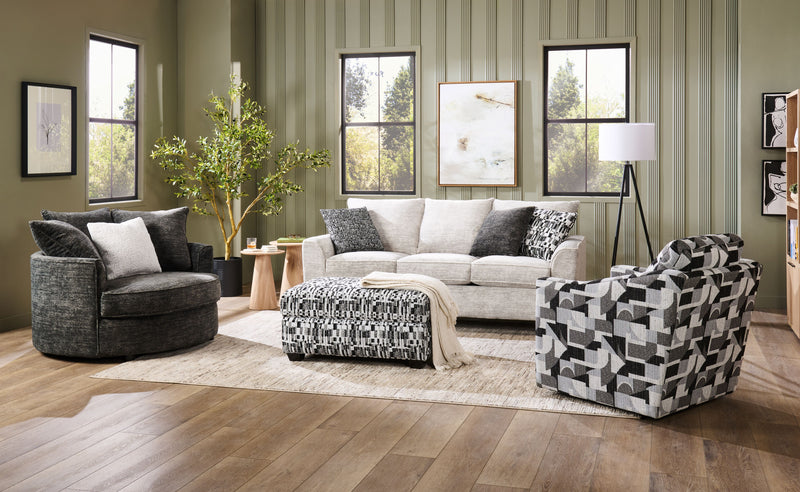 Fauteuil d’appoint pivotant personnalisable de Sofa Lab de 32 po fabriqué au Canada en tissu - tissu décoratif Onyx