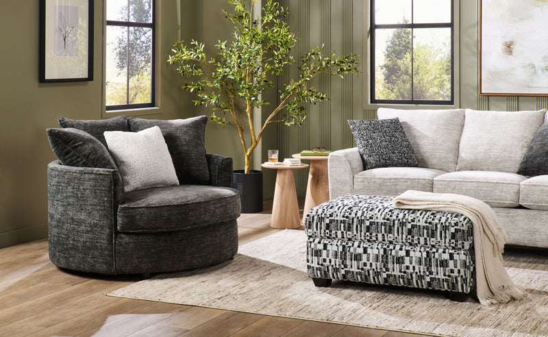 Fauteuil d’appoint enveloppant personnalisable Plush Cuddler de Sofa Lab de 48 po fabriqué au Canada en tissu - Plush Charcoal 