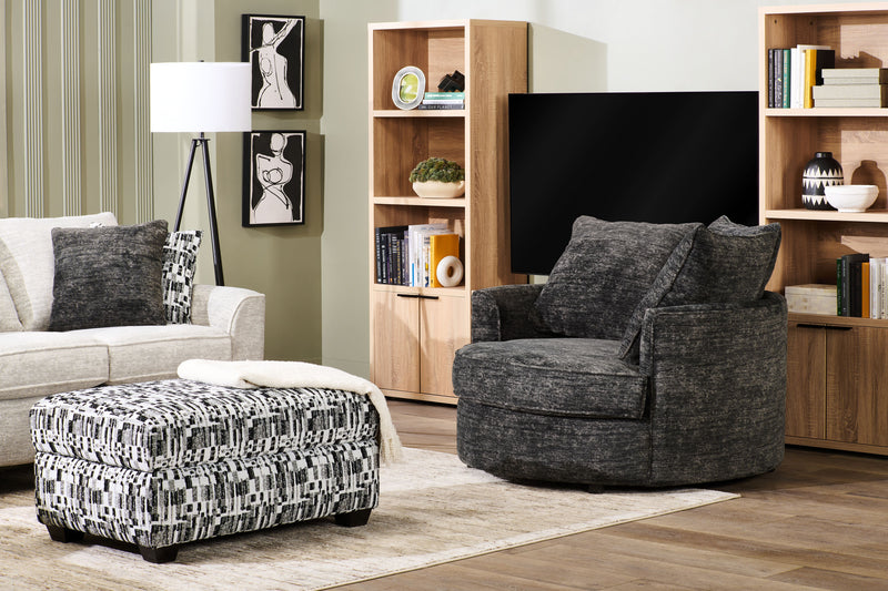 Pouf de rangement personnalisable Trunk de Sofa Lab de 39 po fabriqué au Canada en tissu - tissu décoratif Noir