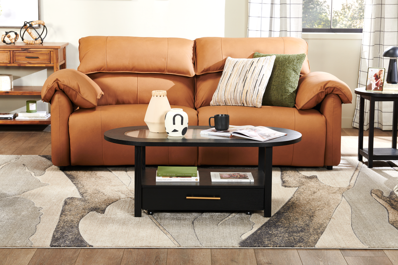 Sofa à inclinaison électrique Momento de 90 po en cuir véritable - caramel